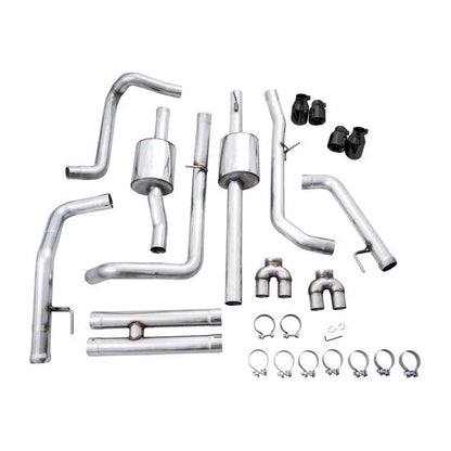AWE Tuning 22-23 GMC Sierra 1500 AT4X 6.2L 0FG Catback Split Dual (Flat Bumper) - Diamond Black Tips NP Motorsports