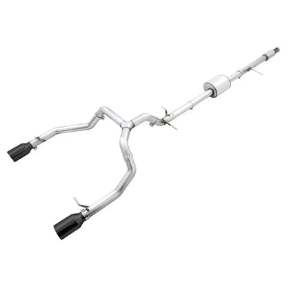 AWE Tuning 4th Gen GM 1500 5.3L 0FG Catback Split Rear Exit (Flat Bumper) - Dual Diamond Tips - Get it from Bo