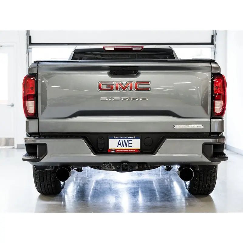 AWE Tuning 4th Gen GM 1500 5.3L 0FG Catback Split Rear Exit (Flat Bumper) - Dual Diamond Tips - Get it from Bo
