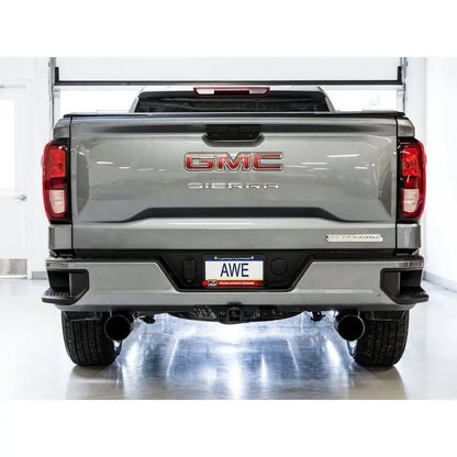 AWE Tuning 4th Gen GM 1500 5.3L 0FG Catback Split Rear Exit (Flat Bumper) - Dual Diamond Tips - Get it from Bo