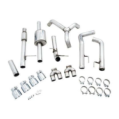 AWE Tuning 4th Gen GM 1500 5.3L 0FG Catback Split Rear Exit (w/ Bumper Cutouts) - Quad Chrome Tips NP Motorsports