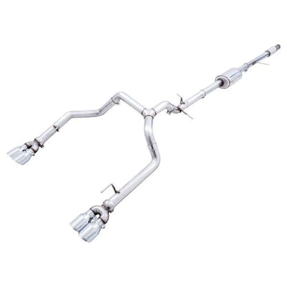 AWE Tuning 4th Gen GM 1500 5.3L 0FG Catback Split Rear Exit (w/ Bumper Cutouts) - Quad Chrome Tips NP Motorsports