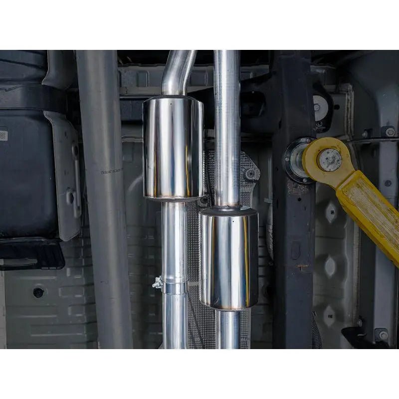 AWE Tuning 4th Gen GM 1500 6.2L 0FG Catback Split Rear Exit (w/ Bumper Cutouts) - Quad Chrome Tips - Get it from Bo