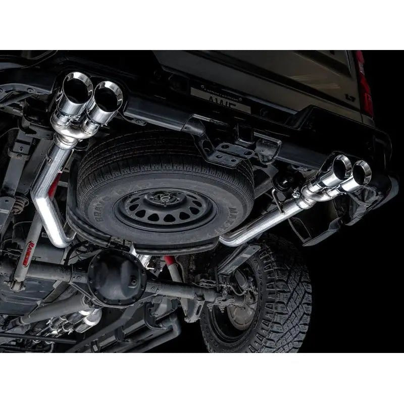 AWE Tuning 4th Gen GM 1500 6.2L 0FG Catback Split Rear Exit (w/ Bumper Cutouts) - Quad Chrome Tips - Get it from Bo