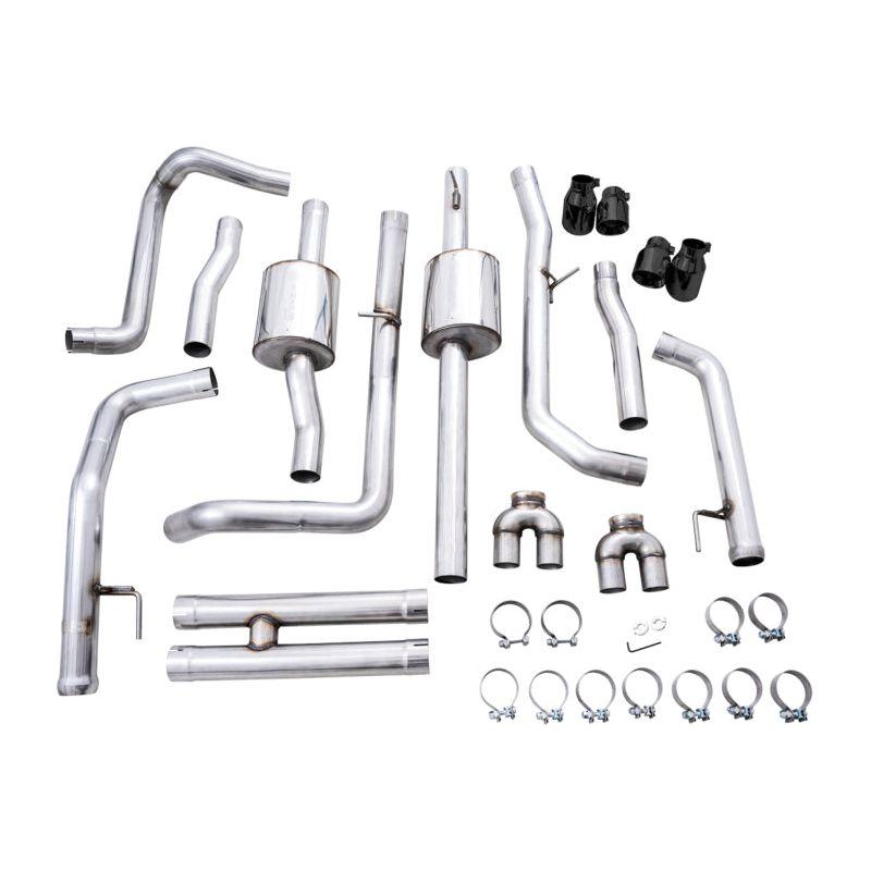 AWE Tuning 4th Gen GM 1500 6.2L 0FG Catback Split Rear Exit (w/ Bumper Cutouts) - Quad Diamond Tips NP Motorsports