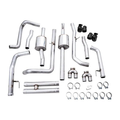 AWE Tuning 4th Gen GM 1500 6.2L 0FG Catback Split Rear Exit (w/ Bumper Cutouts) - Quad Diamond Tips NP Motorsports