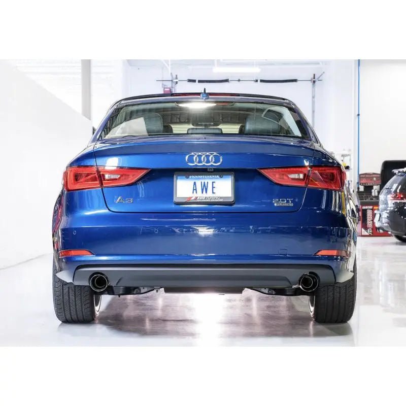 AWE Tuning Audi 8V A3 Touring Edition Exhaust - Dual Outlet Diamond Black 90 mm Tips - Get it from Bo