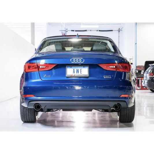 AWE Tuning Audi 8V A3 Touring Edition Exhaust - Dual Outlet Diamond Black 90 mm Tips - Get it from Bo