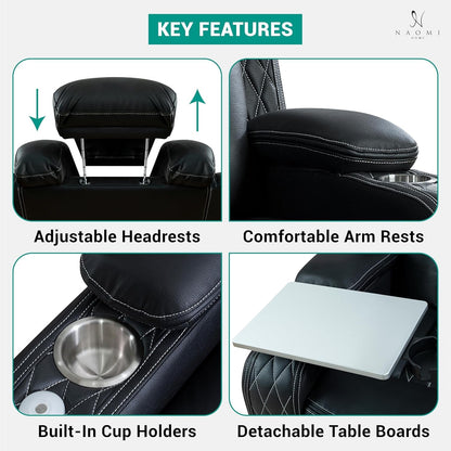 Black Ultraleather Power Reclining Sectional Sofa With USB Ports ShipItFurniture