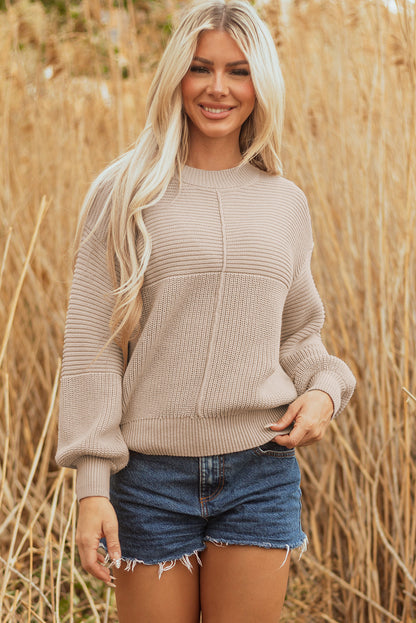 Delaney Texture Knitted Puff Sleeve Sweater