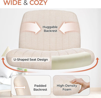 Beige Height Adjustable Swivel Office Desk Chair For Home Office