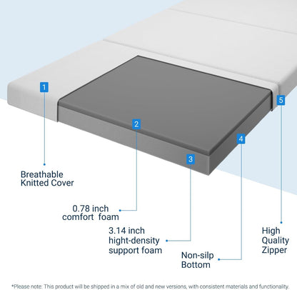 Queen Size Trifold Folding Mattress for Travel Comfort