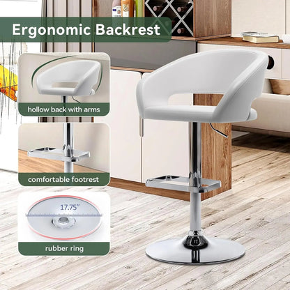 Adjustable Swivel Bar Stool with Arms and Footrest-3