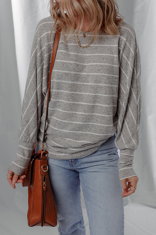 Bella Stripe Dolman Sleeve Top Threaded Pear