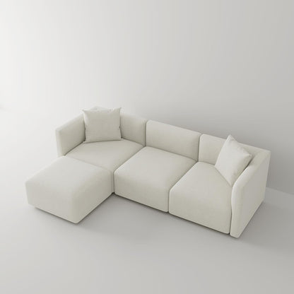 L Shaped Convertible Modular Sectional Sofa Cream Chaise ShipItFurniture