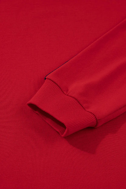 Seramya Striped Detail Varsity Sweatshirt