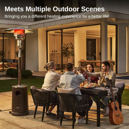 50,000 BTU Patio Heater with Sand Box, Table Design, Double-Layer Stainless Steel Burner, Wheels, Triple Protection System, Outdoor Heater for Home and Residential, Pinecone ShipItFurniture