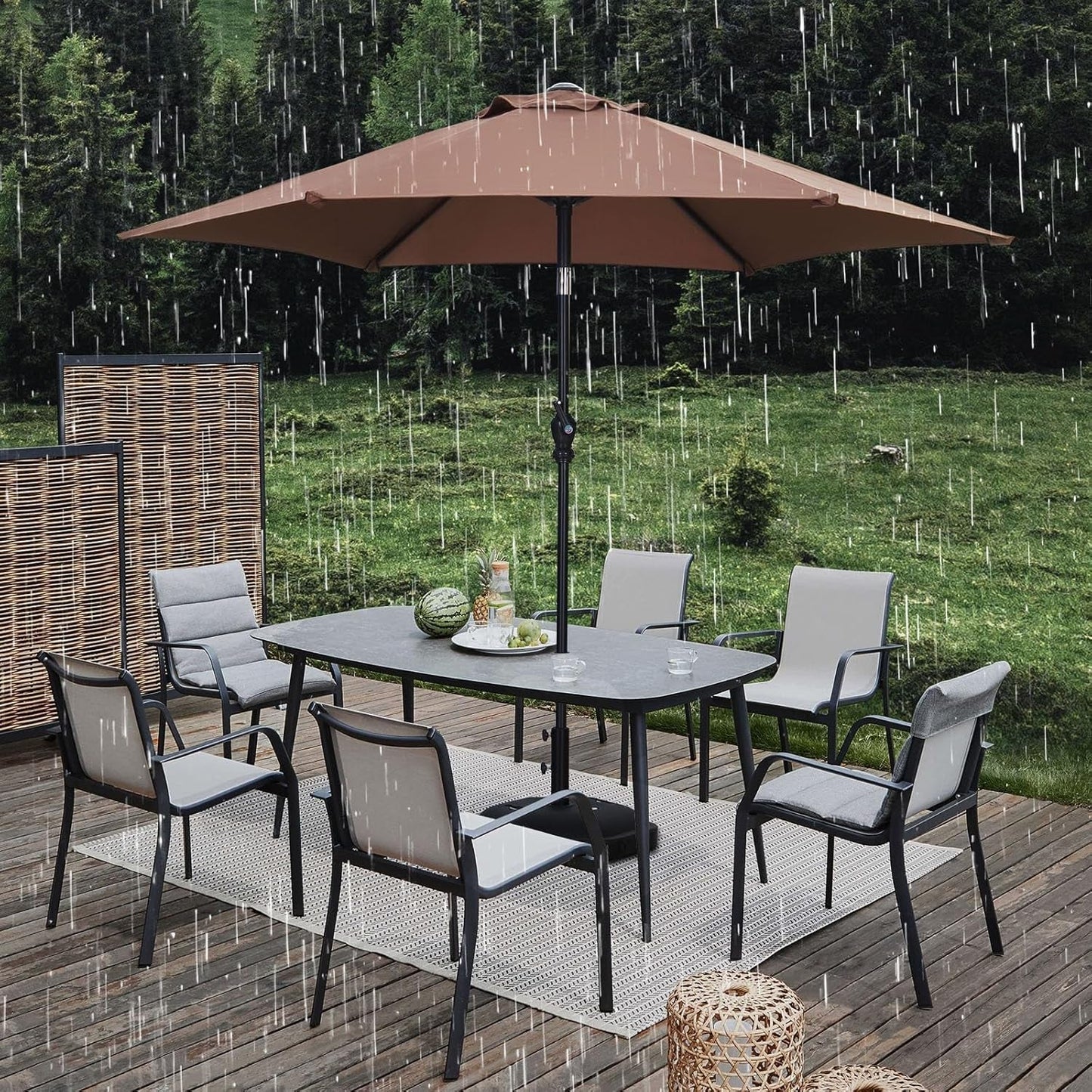 7.5ft Aluminum Patio Umbrella: Tilt Crank for Outdoor ShipItFurniture