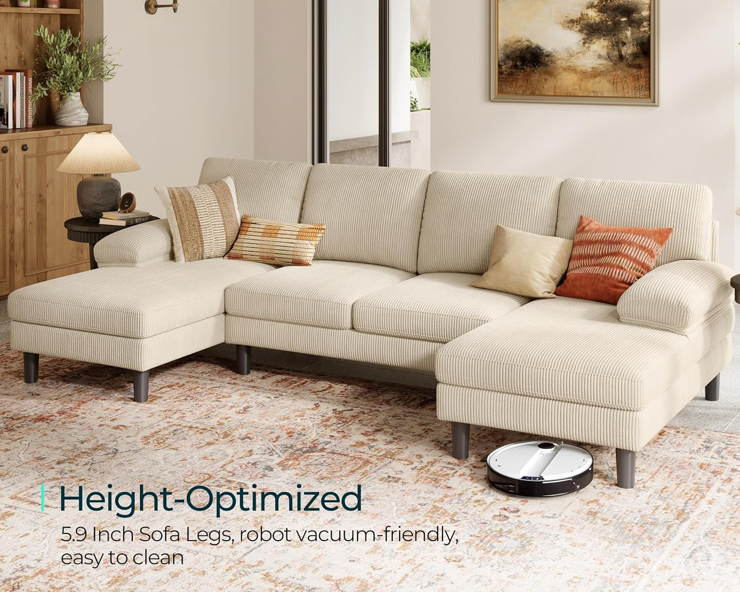 111 Inch U Shaped Sectional Sofa Sleepable Armrests ShipItFurniture