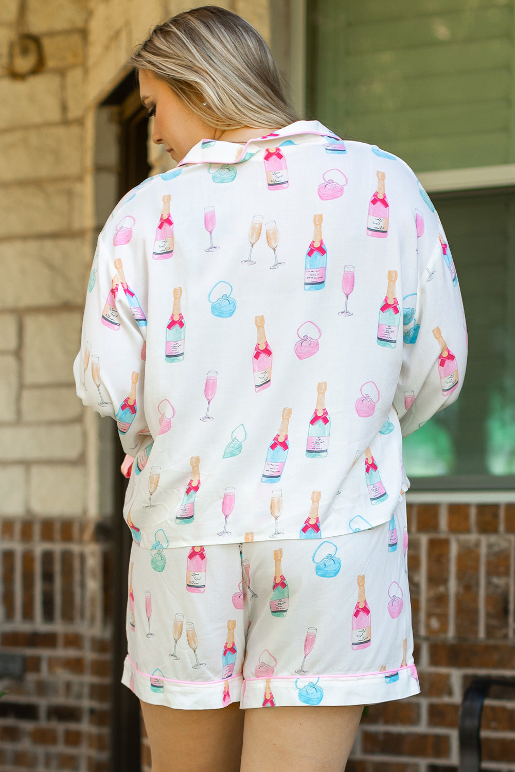 Milani Plus Size Pajama Set Threaded Pear