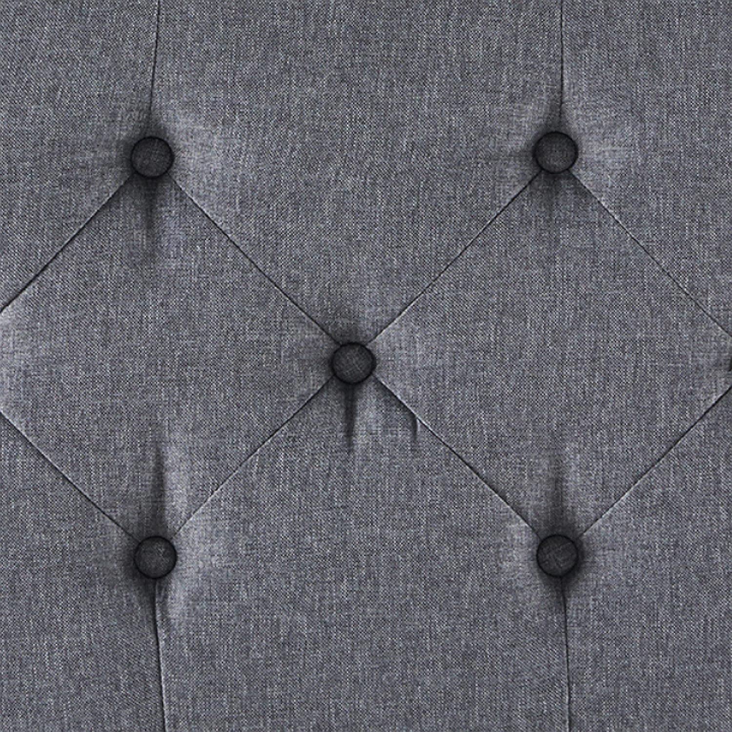 Grey Button Tufted Storage Ottoman For Living Room ShipItFurniture