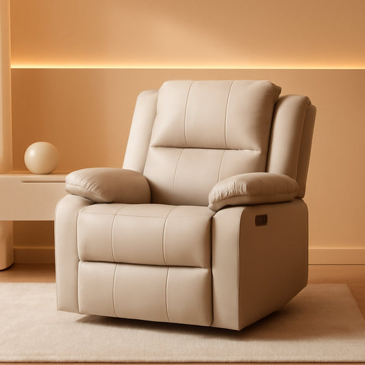 Electric Glider Recliner Chair With Power Recline Cream ShipItFurniture