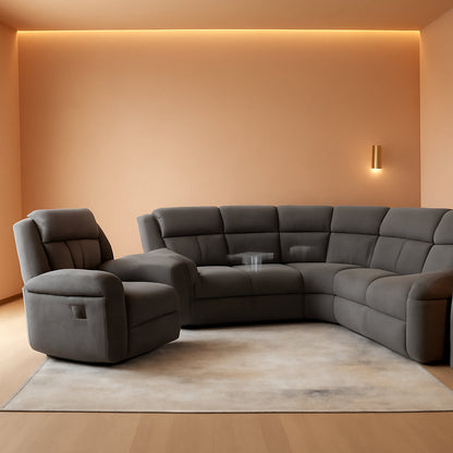 Bahrain 6 Piece Charcoal Motion Sectional Sofa Living Room ShipItFurniture