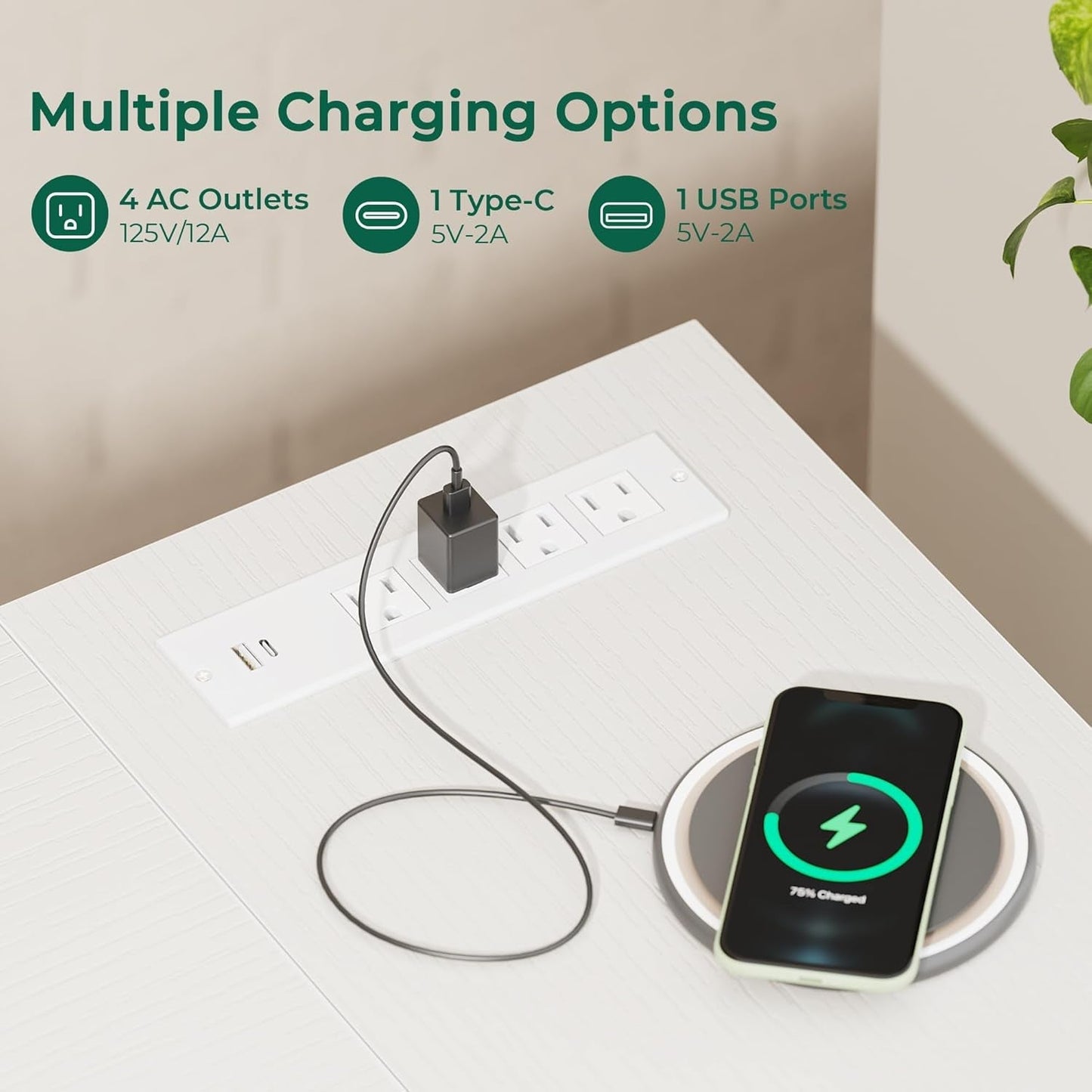 47 Inch L Shaped Desk With Power Outlets For Home Office ShipItFurniture