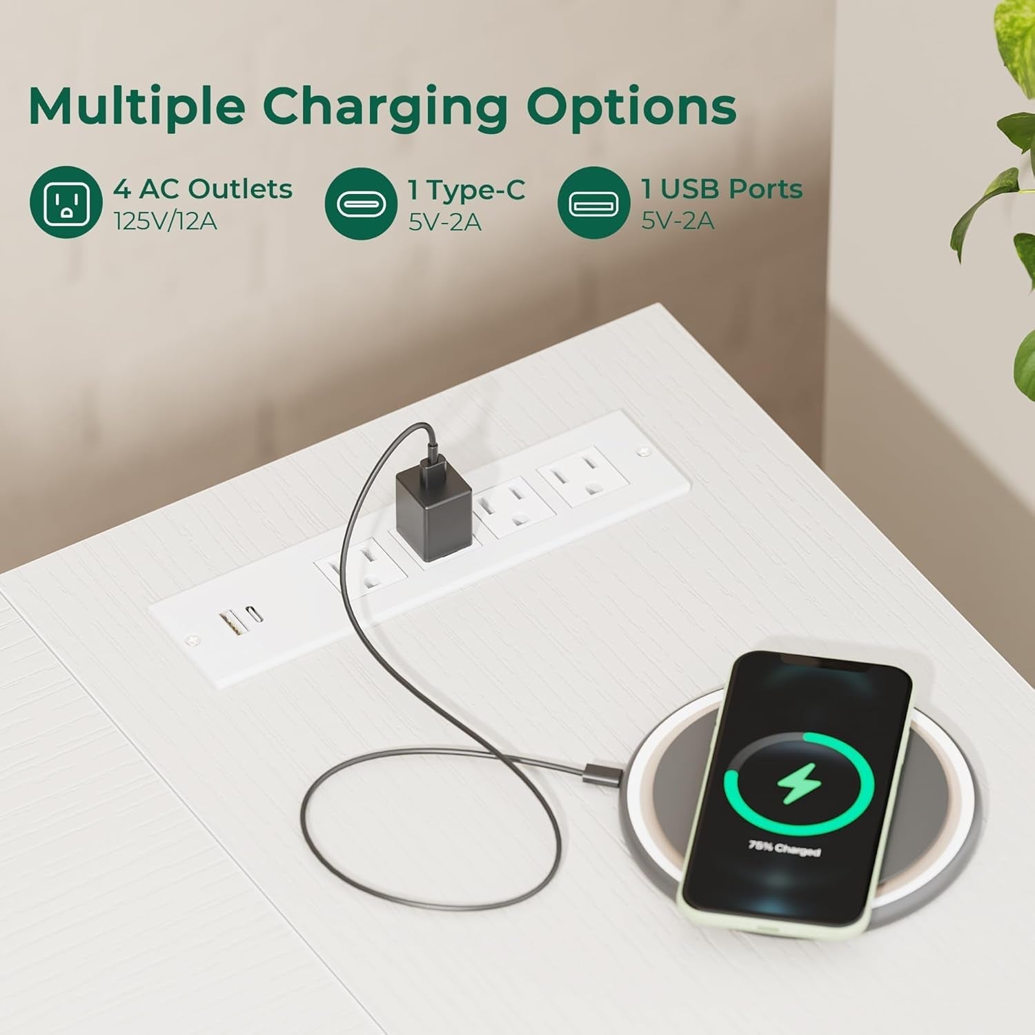 47 Inch L Shaped Desk With Power Outlets For Home Office ShipItFurniture