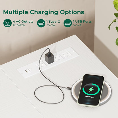 47 Inch L Shaped Desk With Power Outlets For Home Office ShipItFurniture