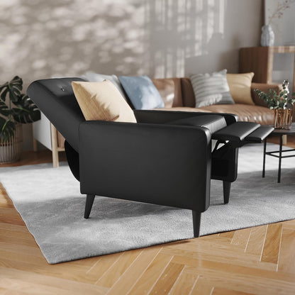 Ezra Pushback Recliner Black LeatherSoft Upholstery ShipItFurniture