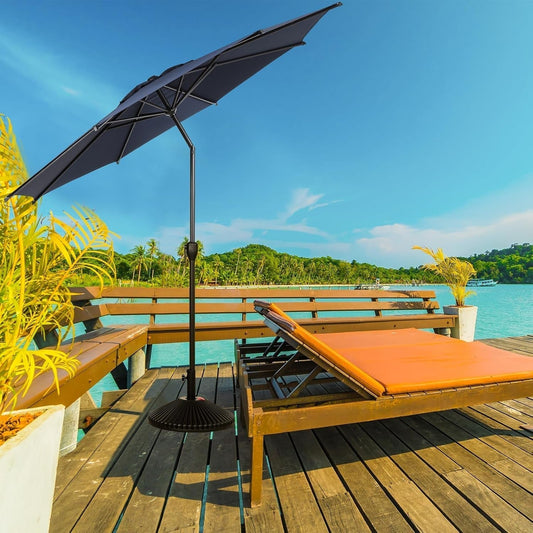 9FT Lyon Outdoor Patio Umbrella Outdoor Table Umbrella with Push Button Tilt and Crank Market Umbrella 8 Sturdy Ribs UV Protection Waterproof for Garden Deck Backyard Pool Dark Blue ShipItFurniture