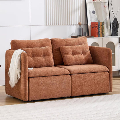 56 Inches Wide Chenille Sectional Loveseat Espresso ShipItFurniture