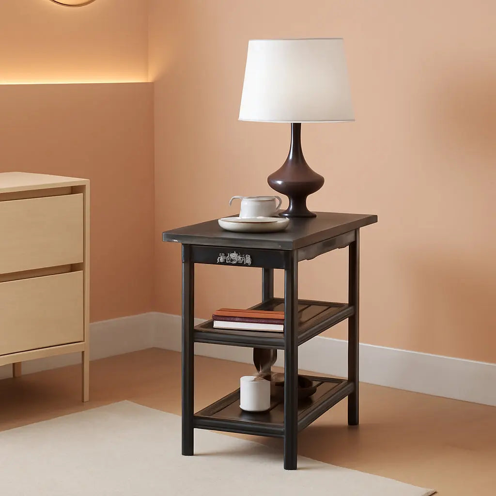 End Table With Charging Station And Flip Top Dark Grey For Small Spaces-0