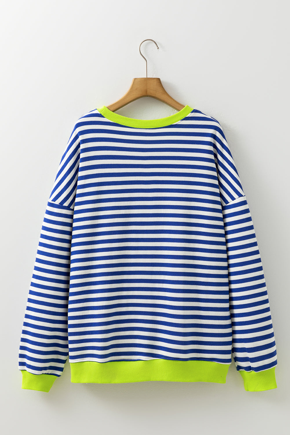 Elliana Stripe Crossed Stitch Drop Shoulder Sweatshirt Threaded Pear