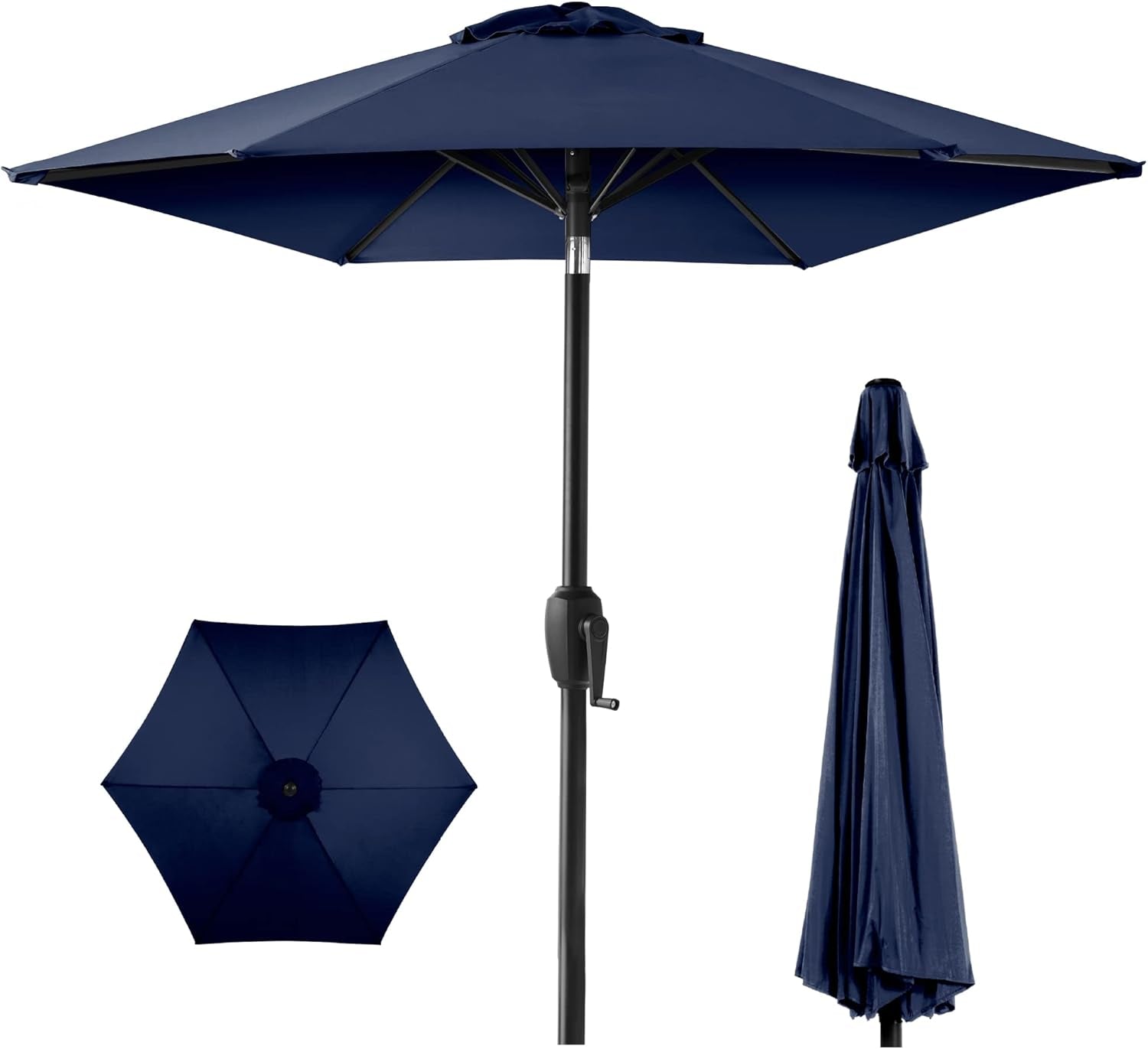 7.5ft Navy Patio Umbrella Tilt Crank Steel ShipItFurniture