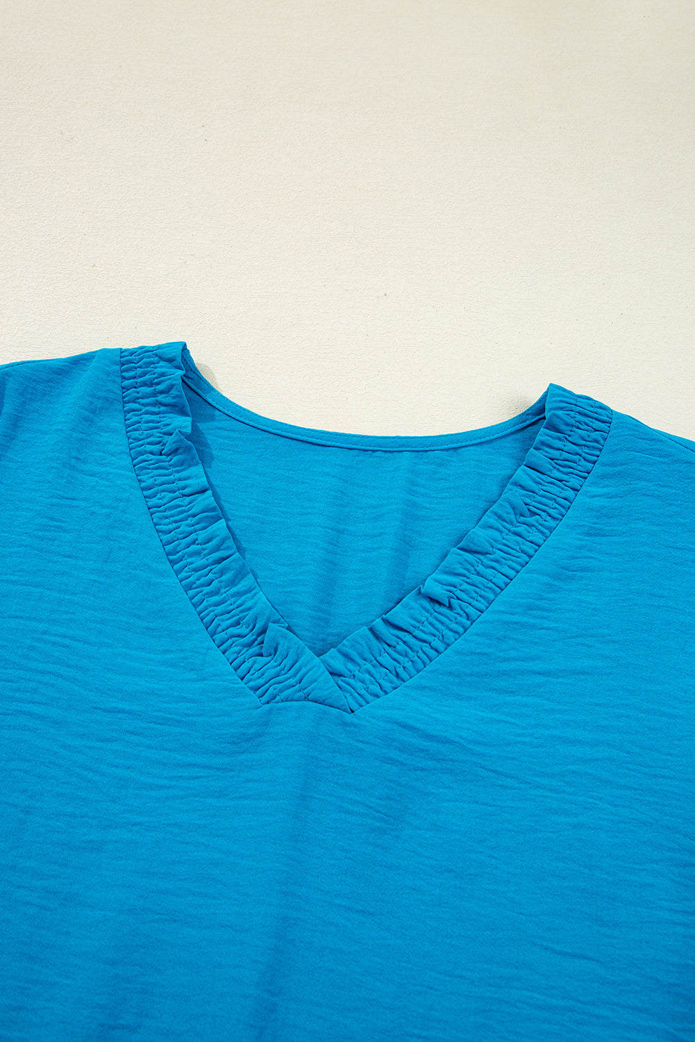 Clara V Neckline Crinkled Blouse Threaded Pear