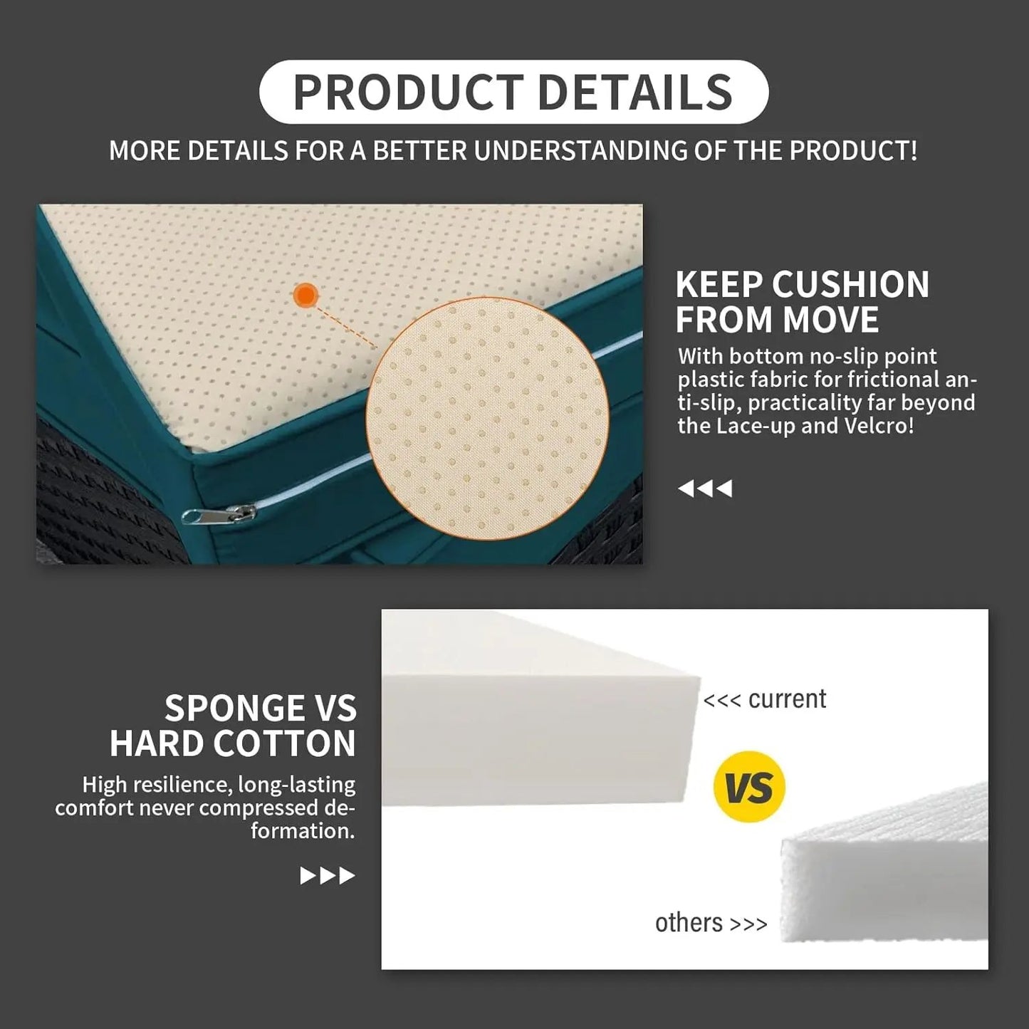 Patio Furniture Set 5 Pieces Outdoor Furniture Sets Patio Couch Outdoor Chairs Coffee Table Peacock Blue Anti-Slip Cushions and Waterproof Covers-2