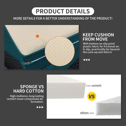 Patio Furniture Set 5 Pieces Outdoor Furniture Sets Patio Couch Outdoor Chairs Coffee Table Peacock Blue Anti-Slip Cushions and Waterproof Covers-2