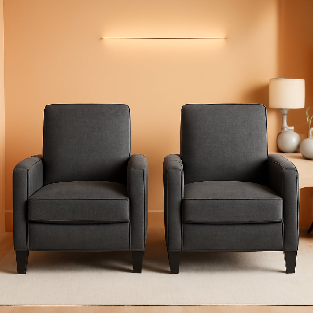 Emmie Fabric Recliner Set Of 2 Moss Gray Recliners ShipItFurniture