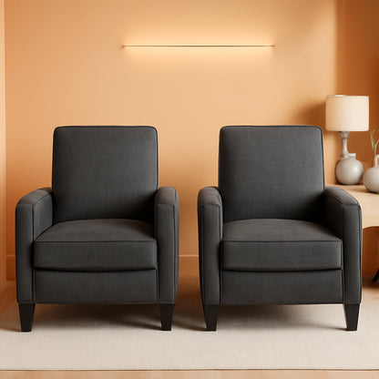 Emmie Fabric Recliner Set Of 2 Moss Gray Recliners ShipItFurniture