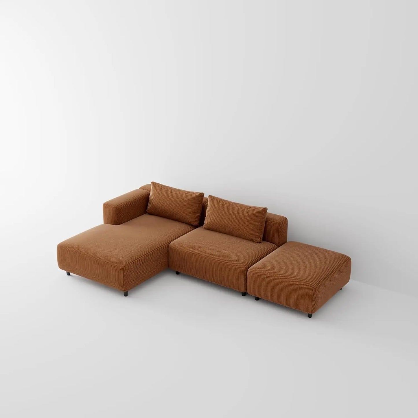 Corduroy Sectional Sofa Orange Brown L Shaped Chaise ShipItFurniture