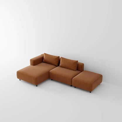 Corduroy Sectional Sofa Orange Brown L Shaped Chaise ShipItFurniture