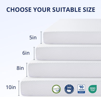 Queen 10 Inch Green Tea Memory Foam Mattress Comfort ShipItFurniture