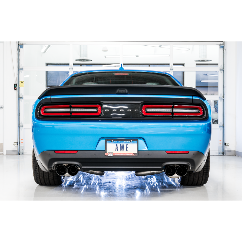 AWE Tuning 2015+ Dodge Challenger 6.4L/6.2L SC Track Edition Exhaust - Quad Diamond Black Tips NP Motorsports