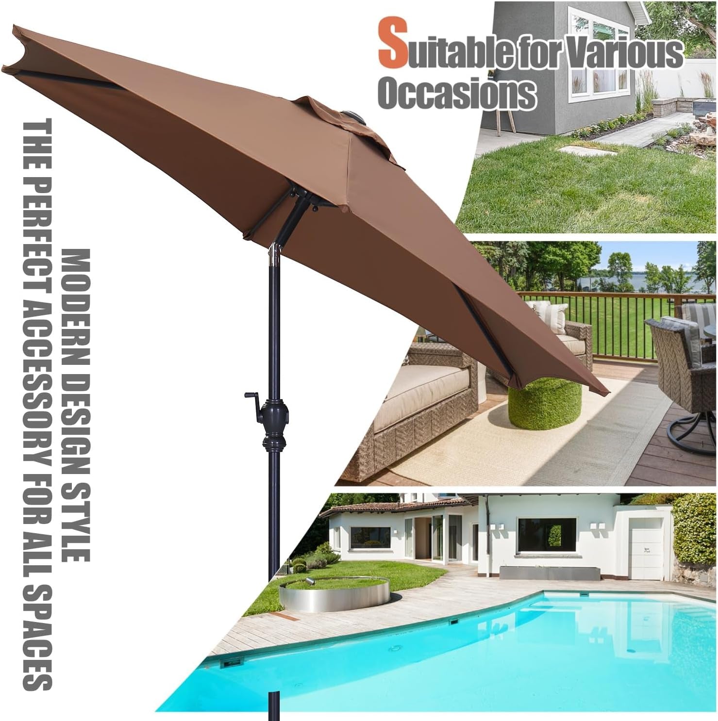 7.5ft Aluminum Patio Umbrella: Tilt Crank for Outdoor ShipItFurniture