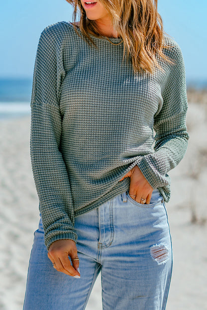Avery Knit Drop Shoulder Long Sleeve Top