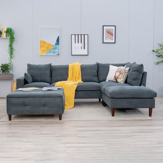 Sectional Sofa Grey Left Facing Chaise Living Room ShipItFurniture