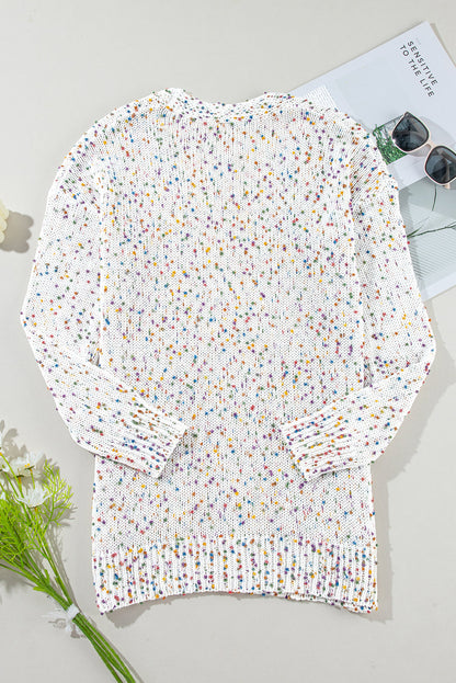 Ailany Confetti Rib Knit Long Sleeve Cardigan