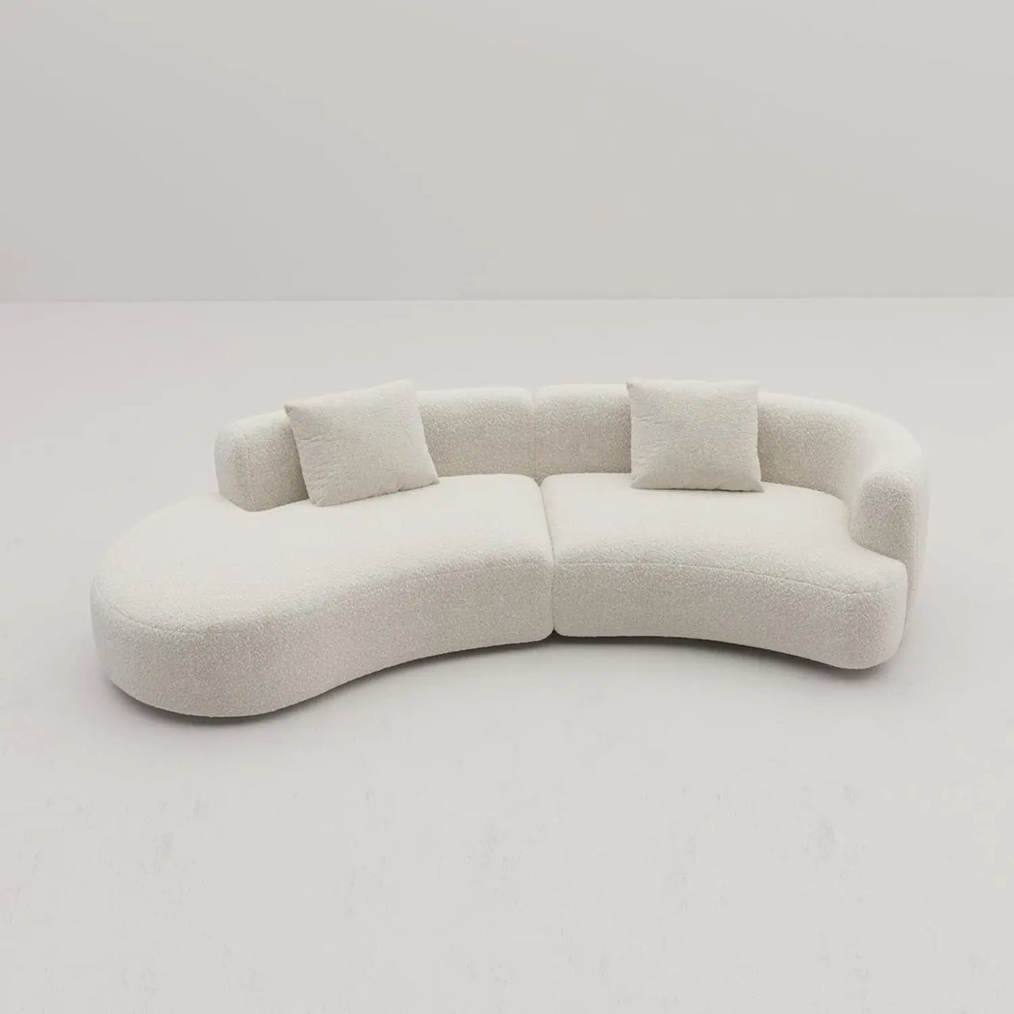 White Boucle Curved Sectional Sofa Modular Living Room ShipItFurniture